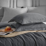 Beddengoed 220 x 240 cm, 3-delig, antraciet - dekbedovertrek 220 x 240 cm, met kussenslopen 40 x 75 cm, beddengoedsets 240 x 220 cm, van microvezel met ritssluiting, zacht en strijkvrij, grijs