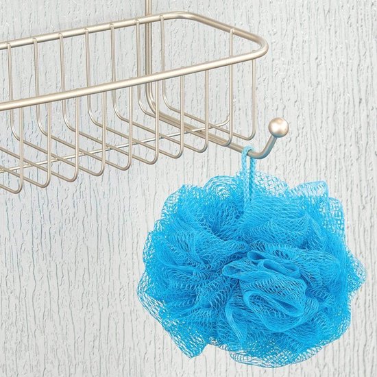 Douchemand om op te hangen aan de douchedeur, mooie doucheplank zonder boren, doucheplank van metaal met drie manden en vier haken voor allerlei douche-accessoires, matzilverkleurig