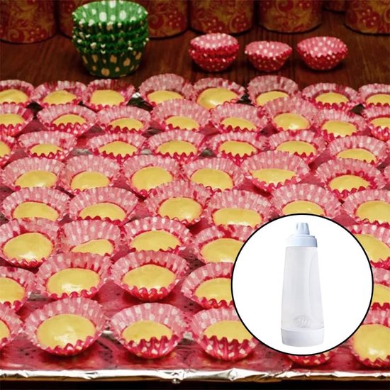 Handdeegmengfles, 1000 ml handdeegdispenser met maatmarkeringen en mengbal, voor pannenkoeken, wafels, pannenkoeken, cupcakes, keukengerei