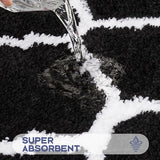 Badkamertapijten, 3-delige set, antislip, wasbaar, , zacht, absorberend, badmatset met wc-dekselafdekking, 60 x 90 cm + 50 x 50 cm + 38 x 42 cm (zwart)
