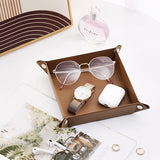 Valet Tray, Mens Women PU Leather Tray Catchall Tray Desktop Jewelry Storage Tray for Wallet Coin Phone, Key Tray for Entryway Table Bathroom, Brown