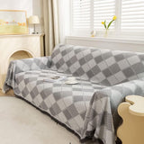 Diamantpatroon Bankkleed Deken Omkeerbaar XXL Grote bankkleed Bankhoes Decoratieve bankhoes Bankdekens voor het bedekken van sprei met kwastjes - Lichtgrijs, 180x340cm