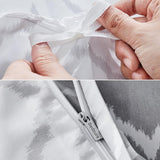 Beddengoed, 135 x 200 cm, 4-delig dekbedovertrek - beddengoedsets 135 x 200 cm, microvezel, met 2 kussenslopen van 80 x 80 cm, Öko-Tex beddengoedset, rasterpatroon, met ritssluiting, grijs