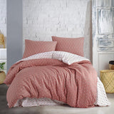 Puzzle beddengoed 135 x 200 cm, 4-delig, donkeroranje, ademend, renforcé beddengoedset met 2 x dekbedovertrek 135 x 200 cm + 2 x kussensloop 80 x 80 cm, bedlinnen donkeroranje