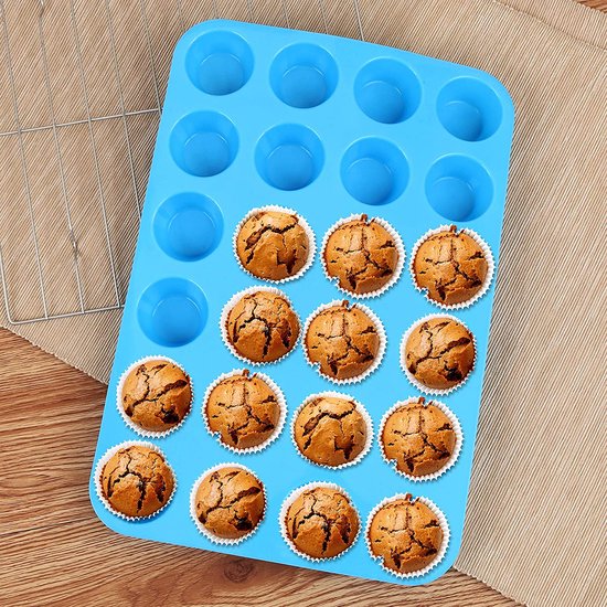 Siliconen Muffin Mold Cupcake Pan 24 Cups Food Grade Ei Muffin Bakken Siliconen Mallen Non-stick & BPA Gratis Pack van 3