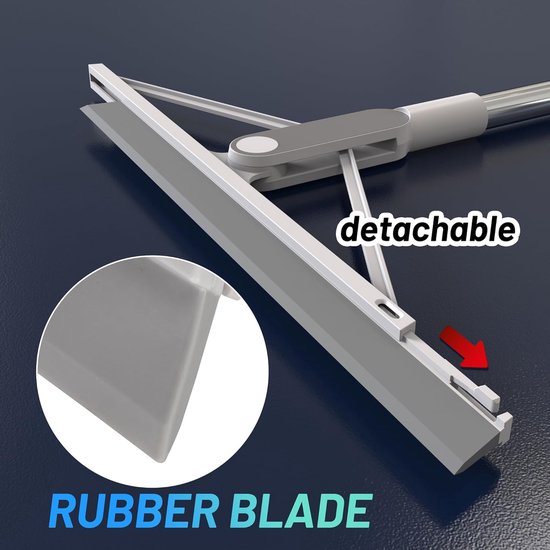 Siliconen waterschuiver vloer douchewisser met steel 156 cm vloertrekker douche raamtrekker grijs