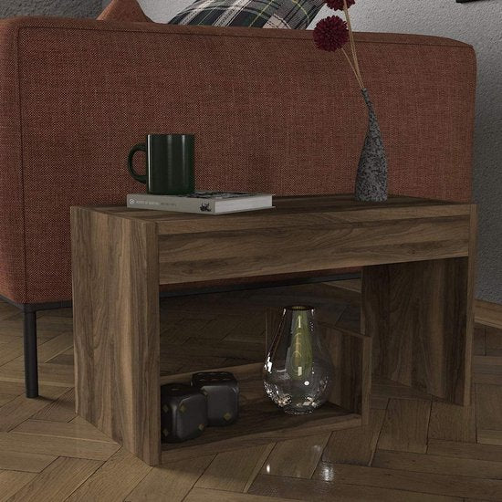 Sister 4968 Salontafel, bijzettafel, koffietafel, walnoot, 35 x 29,5 x 60 cm, met planken, verschillend opstelbaar (Tesbih walnoot)