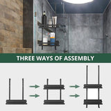 Doucheplank om op te hangen, dubbel doucherek van roestvrij staal, douchemand met eendelige haak en zuignap, badkamerrek om op te hangen boven de glazen douchewand (zwart)