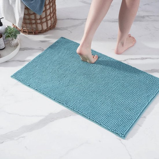 Badmat antislip, kan worden gecombineerd als badmatset, badkamertapijt, badmat, wasbaar van chenille, douchemat voor douche, badkuipen, wc-decoratie, petrol turquoise, 50 x 80 cm.