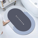 Super absorberende vloermat, 40 x 60 cm, antislip, sneldrogende badkamermat, rubberen vloeren voor thuis, gemakkelijk te reinigen, badmat voor badkuip en wastafel (grijsblauw)