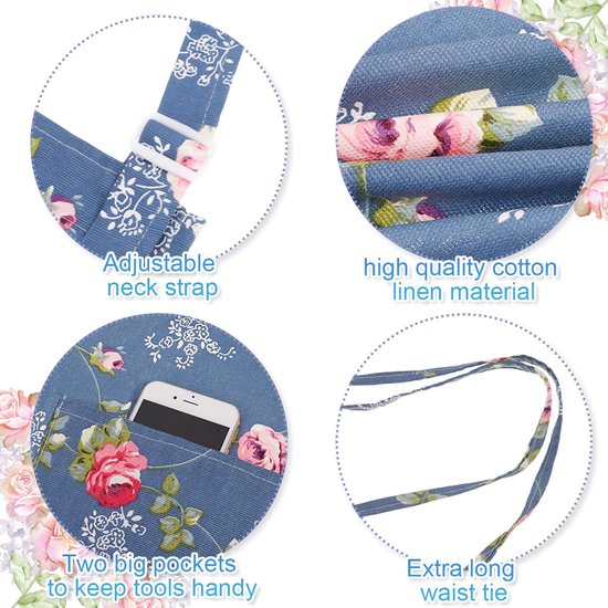 2-delig schort kookschort met grote zakken, keukenschort voor dames, verstelbaar keukenschort keukenchefschorten BBQ-schort voor unisex