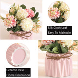 2 stuks kunstbloemen in pot, kunstbloemen, planten ter decoratie, hortensia, zijden bloemen, boeketten met keramische vaas, kunstplant, decoratie voor thuis, party, kantoor, bruiloft, tafeldecoratie