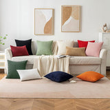 Kussensloop, corduroy, sierkussensloop, bankkussen, 50 x 50 cm, corduroy, decoratieve zachte sierkussenhoezen, kussens voor bank, stoel, thuis, slaapkamer, wijnrood