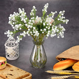 12 pieces gypsophila artificial flowers, like real, plastic gypsophila artificial flowers decoration for wedding, party, bride, office decor (white)