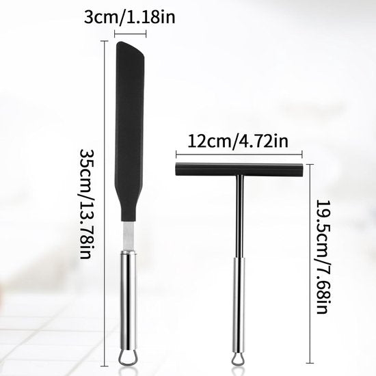Pannenverdelers en spatel, 2 stuks roestvrijstalen deegverdeler, deegverdeler voor pannenkoeken, pannenkoekenmaker voor thuis, keuken, bakken, koken, bakgereedschap