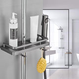 Doucheplank voor douchestang Douche zonder boren Ophangbare doucheplanken Accessoires Beugels met twee haken en douchekophaken Geschikt voor [21 mm-25 mm] douchestang Kunststof, 2 stuks grijs