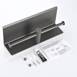 Toiletpapierhouder zonder boren, wc-papierhouder met plank, zelfklevende wandmontage, aluminium dubbele toiletrolhouder, wc-papierhouder, papierrolhouder voor badkamer, 31 cm, grijs
