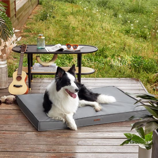 Orthopedisch hondenbed voor grote honden, 112 x 81 x 7,6 cm, hondenbed, wasbaar met duurzame hoezen en eiervormige schuimvulling, orthopedisch hondenkussen, outdoor, grijs