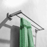 Handdoekhouder met vierkante basis van roestvrij staal 60 cm badkamer- / keukenaccessoires geborsteld nikkel