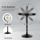 Cosmetic Mirror Black Standing Makeup Mirror with Magnification 5x/1x Table Mirror Brass 360° Swivelling Double-Sided Mirror Shaving Mirror Standing, Diameter 20 cm