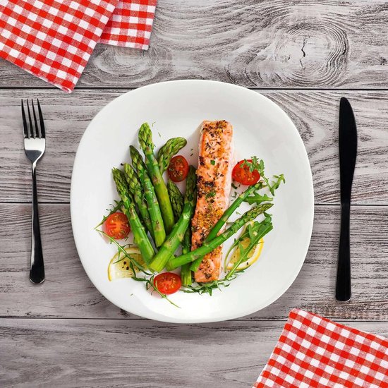 Wit platte borden, vaatwassergeschikt - borden, eetborden van versterkt glas, modern servies voor huis en restaurant - Wit, 6 stuks