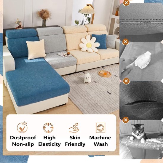 Bankovertrek, stretch bankovertrek, universeel, elastisch, antislip, hoes voor bankkussen, L-vormige chaise longue, meubelbescherming