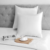 Set van 2 satijnen kussenslopen 80 x 80 cm, premium hoofdkussenslopen, zacht, vergelijkbaar met zijden kussensloop, haar- en huidverzorging, zijdeachtig, met ritssluiting, wit