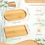 4 stuks bamboe dienblad, rechthoekig, ovaal, houten dienblad, klein bamboe dienblad, bamboedienblad, serveerplateau bamboe voor onderzetters, thee, koffie, cake