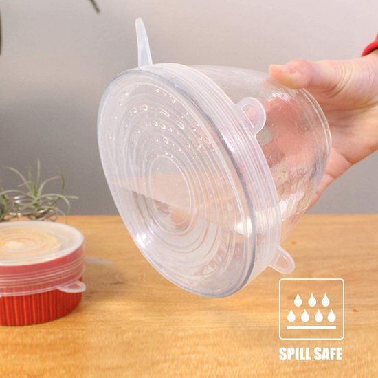 Uitbreidbaar siliconen deksel, 12-delig siliconen rekdeksel, BPA-vrije herbruikbare siliconen hoes, universeel siliconen deksel voor kommen, potten, potten, blikjes