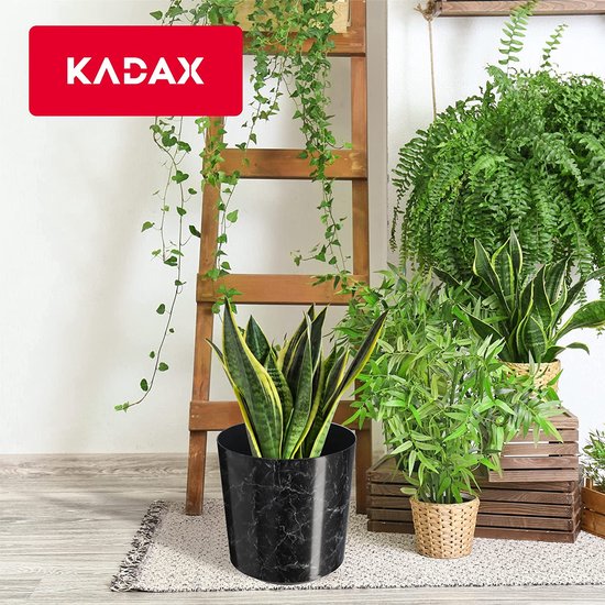 KADAX Bloempot, plantenpot van kunststof, 3 maten, plantenpot in 5 verschillende patronen, decoratieve pot voor planten, UV-bestendige bloempot (diameter 19,5 cm, zwart marmer)