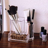 Make-up organizer borstelhouder 3 secties acryl cosmetische opbergkoffer standaard voor make-up, thuis, op kantoor, badkamer