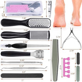 23 in 1 pedicure set professionele pedicure kit roestvrij staal manicure set voetvijl eeltverwijderaar eelttrasp eeltverwijdering, voor heren, dames, salon en thuis voetverzorging