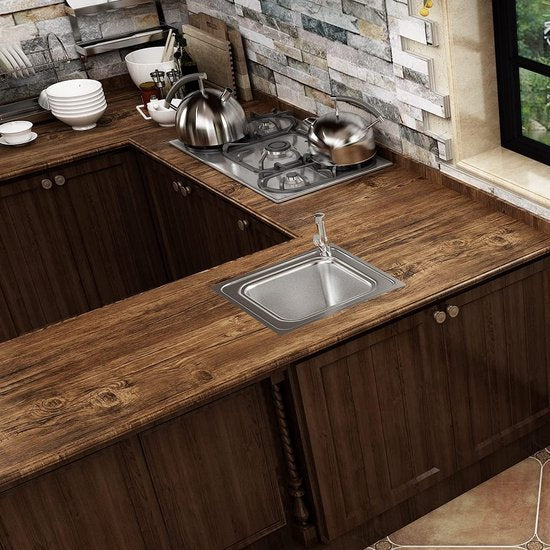 behang meubelfolie zelfklevende film zelfklevende film hout effect 60cm x 5m bruin keuken backsplash houtnerf vinyl sticker verdikte film voor meubels aanrecht kast lade slaapkamer