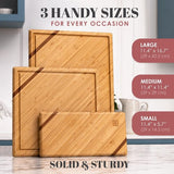 Chorus Houten Snijplank (Set van 3) - Luxe Bamboe Houten Plank Keuken Snijplank Keuken Snijplanken Met Sapgroef Voor Vlees, Groenten, Kaas - Houten Keukenplanken In Verschillende