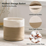 Gevlochten mand, gemaakt van katoen, voor het opbergen van speelgoed in de kinderkamer, opbergmand, decoratieve pot, mand voor de woonkamer, slaapkamer, 28 (D) x 28 (H) cm, natuurlijk.