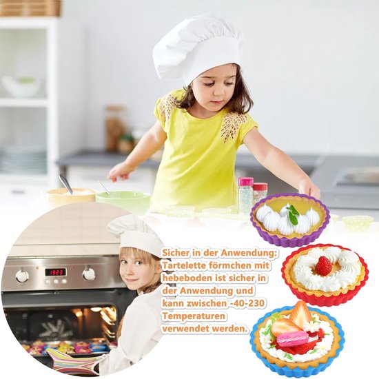 6 stuks bakplaten voor muffins, 11 cm, siliconen mini-fruitbodemvormen, siliconen taartvormen, bakvormen, siliconen muffinvormpjes, taartvorm, klein voor mini quiche, taartvorm