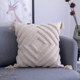 Decoratieve kussenhoes met franjes, boho, super zachte kussenhoezen, kwastjes voor bank, slaapkamer, woonkamer, 45 x 45 cm, beige