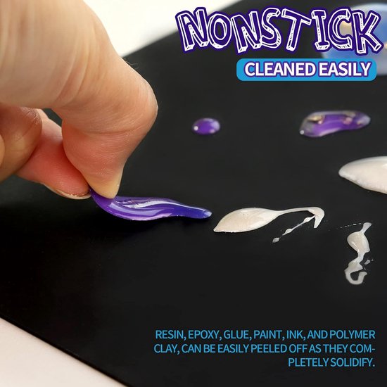 siliconenmat groot, 70 x 50 cm, siliconen mat voor epoxyhars, zwart, 1,3 mm dikke siliconen knutselmat, siliconen onderlegger, anti-aanbak antislip tafelmat, knutselonderlegger, voor giethars,