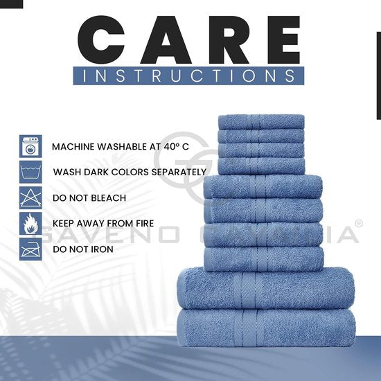 handdoeken, 10-delige set, 100% Egyptisch katoen, 4 x gezicht, 4 x hand, 2 x badhanddoek, premium kwaliteit, zeer waterabsorberende badkameraccessoires, machinewasbaar, blauw