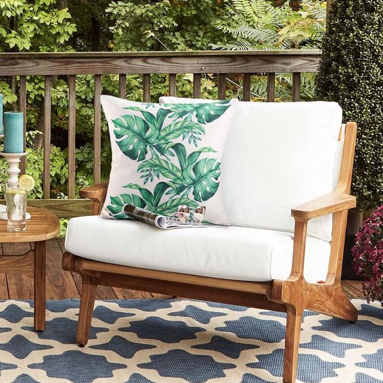 Kussenhoes 40 x 40 cm, set van 4, groene tropische plant, decoratieve bankkussenhoes, zachte kussenhoezen, buitenkussen voor tuinmeubelen (imitatielinnen)