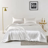 2-delig wit zijden satijnen beddengoedset | dekbedovertrek 155 x 220 cm met kussensloop 80 x 80 cm | antraciet | 2-delig bedgarnituur | katoenen dekbedovertrek met ritssluiting