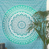 Mandala Tapestry – Natural – 100% Cotton Aesthetic Multipurpose – Wall Towel / Beach Towel XXL – Wall Decoration Living Room Decoration Bedroom – Turquoise, 210 x 230 cm