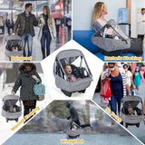 Universele regenhoes voor babyzitje (bijv. Maxi-Cosi/Cybex/Römer), afdekbare draagopening en luchtgaten, contactvenster, met zak, noodzakelijke bescherming voor baby's of huisdieren (lichtgrijs)