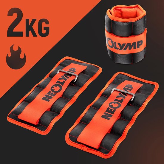 Premium gewichtsmanchetten voor home gym workouts - Trainingsintensiteit met enkelgewichten van zacht neopreen, dubbel genaaid met verstelbare klittenbandsluiting - 2x2KG