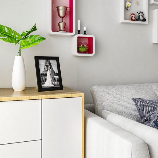 Fotolijst, houten lijst met glasplaat, set van 5 stuks