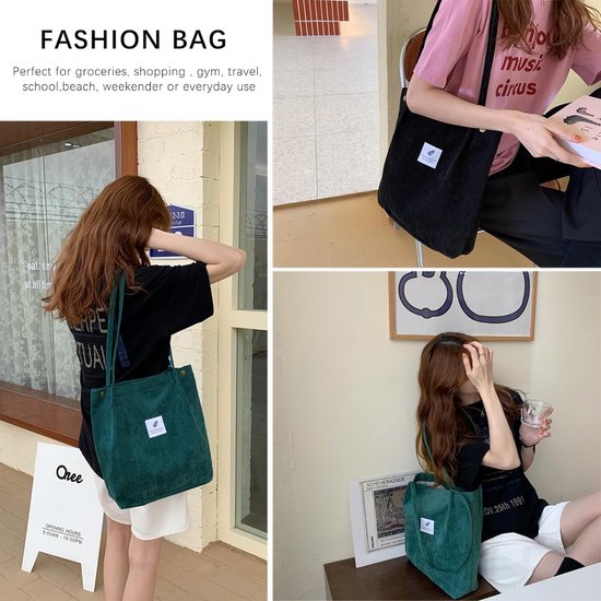Grote schoudertas Corduroy schoudertas voor dames Strandtas Cordbag Crossbodytas Shopper Tote Bag Boodschappentas Handtas Shopper voor werk Winkelen School