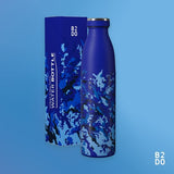 B2DO Drinkfles, roestvrij staal, 750 ml, Marineblauw, herbruikbare vacuüm-metalen thermoskan, lekvrije geïsoleerde thermosfles, BPA-vrije thermosfles voor sport,