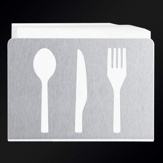 Servethouder voor de tafel, zilverkleurige rechtopstaande zakdoekdispenser, moderne tafeldecoratie, servethouder