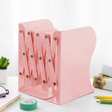 Boeksteun, boekensteunen, metalen boekensteun, 1 stuk boekenhouder, verstelbare boekensteun, boekensteun voor plank, boekensteunen metaal roze voor bureau, uittrekbaar tot 49,8 cm