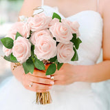 Kunstbloemen Roze Rozen, 30 stuks 8cm Boeket Kunstmatige decoratieve bloemen Neprozen met stengels en kaart voor Valentijnsdag Huis Tuin Verjaardagsfeestje DIY Bruiloft Decoratie